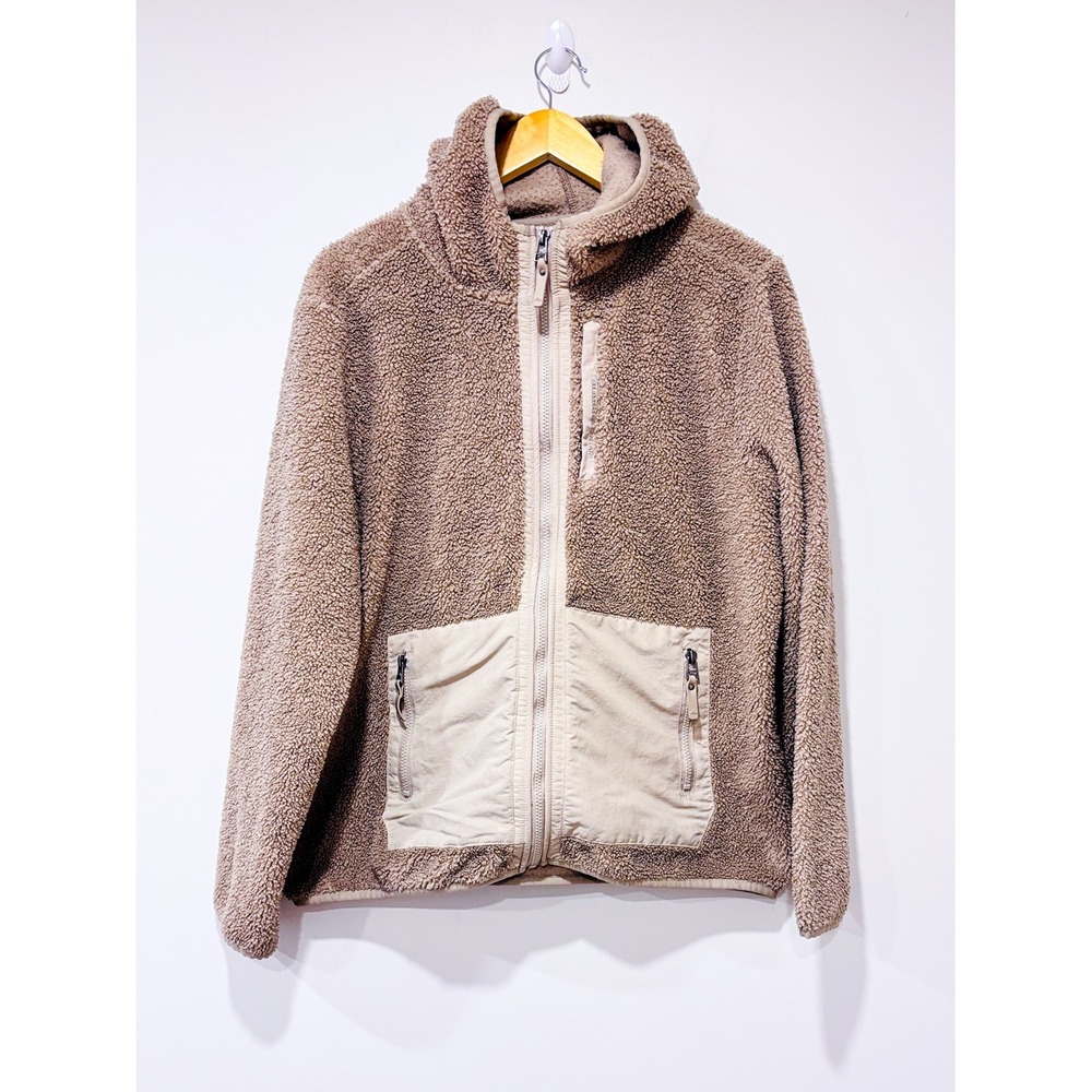 BLACK MOUNTAIN Beige Sherpa Hooded Jacket | Cozy Fleece | XL